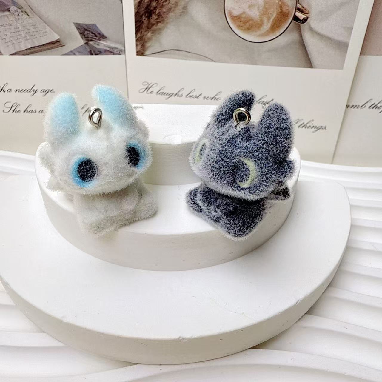 跨境树脂植绒可爱无伢仔钥匙扣DIY潮流学生包包玩偶挂件挂饰配件