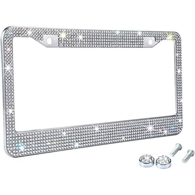 License plate holder/license plate holder: rhinestones and colored inlays for