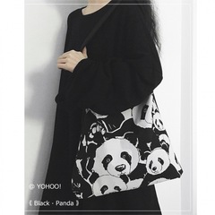Yohoo! オリジナルの暗黒パンダinsクールかっこいい中性百肩キャンバスバッグ