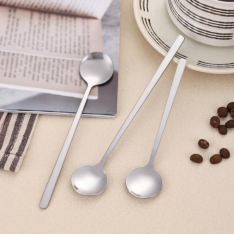 Edelstahl Kaffeelöffel Rund Mit Langem Griff Für Dessert_voghion.com