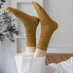 New Double-Needle Cotton Socks Knit Pure Cotton Durable Non-Pilling Non-Slip Autumn Spring Women's Stacked Socks