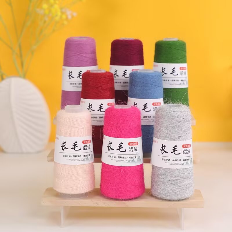 长毛水貂绒2股梦蝶妃一两轴柔软抗起球亲肤环保植物染色厂家批发