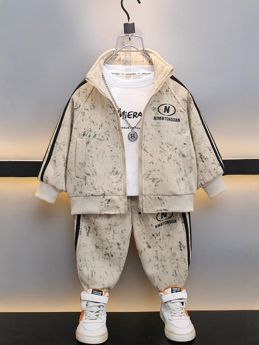 7705 primavera y otoño nuevo traje de ocio deportivo para niños bebé niño fresco y elegante traje de dos piezas