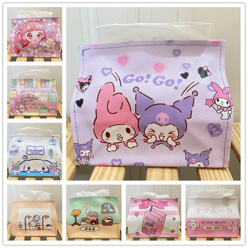 Little white dog Kurumi, cute cartoon PU tissue paper cover, girly heart, car home tissue box, various styles