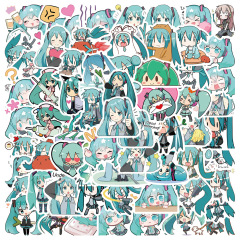 65枚漫画チビ初音ミク表情パック落書きステッカースーツケースノート装飾手帳ステッカー