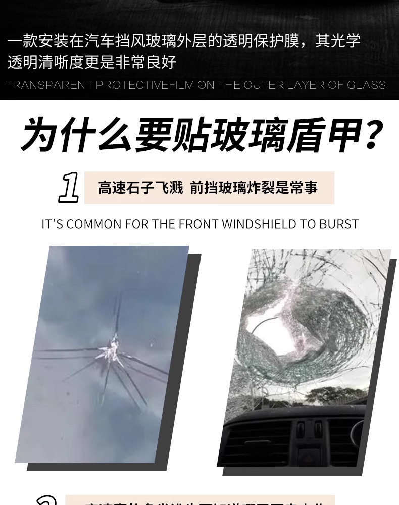 Wholesale car windshield hydrophobic film, high heat insulation, explosion-proof safety film, EPU glass protective film