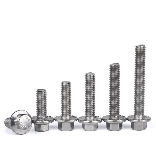 304 stainless steel flange hexagonal bolt M5M6M8M10M12 external hexagonal hexagonal tooth screw with pad GB5789