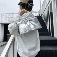 2024新款時尚文藝新中式國風珍珠手提包女士蛇骨鏈斜挎單肩手拎包