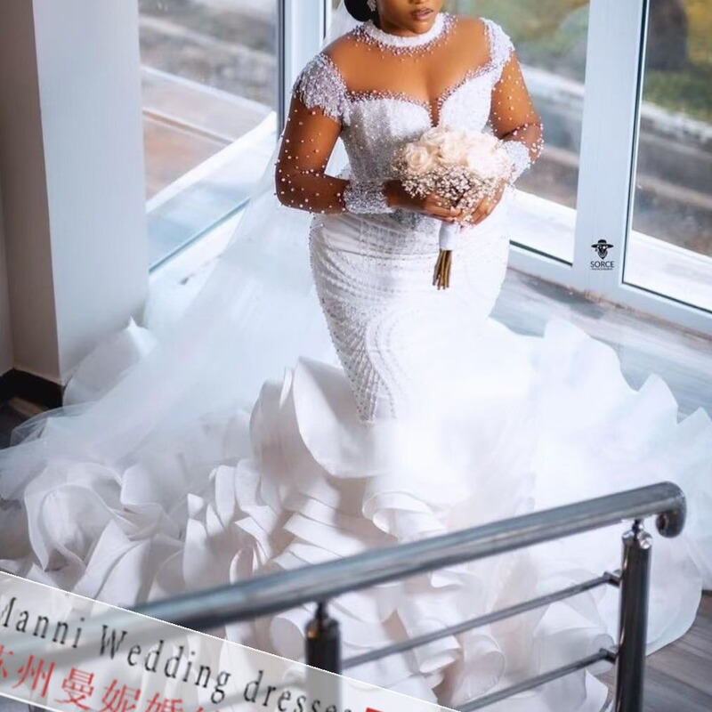 2024 New Model Aliexpress Wedding Dress Cross-Border Bride Wedding Long-Sleeve Mermaid Deep V Evening Gown 2024 New Model Aliexpress Wedding Dress Cross-Border Bride Wedding Long-Sleeve Mermaid Deep V Evening Gown