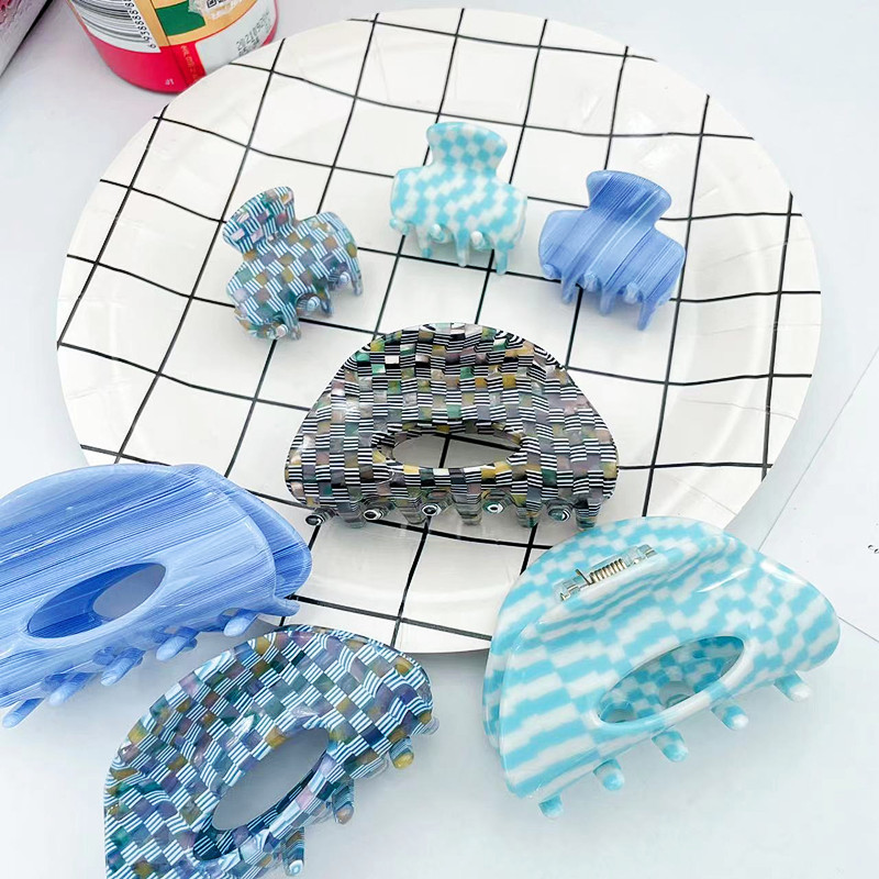 한국 동대문 아세트산 플레이트 상어 클립 헤어 클립 간단한 통근 스타일 앞머리 클립 뒤로 머리 코일 헤어 그립 클립