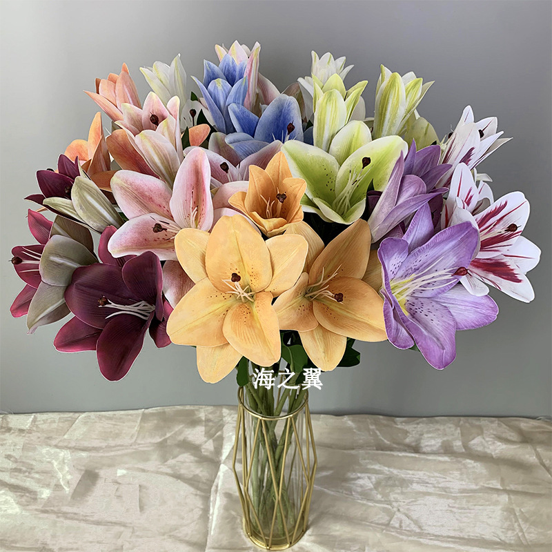 Wedding Simulation Flower 3D Print Three -headed Lily Wedding Flower…