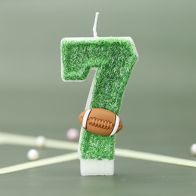 Vela de cumpleaños digital niño rugby pastel vela verde fresco deportes serie Vela productos transfronterizos