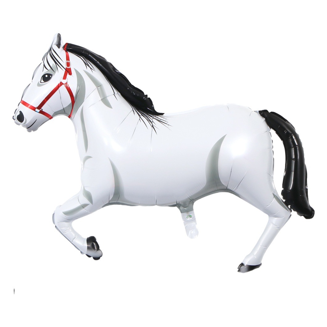 Globo de caballo decoración globo niños cumpleaños fiesta diseño de dibujos animados película de aluminio caballo cumpleaños globo al por mayor