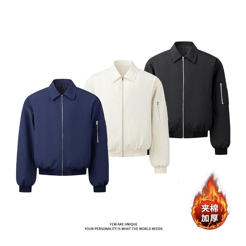 夹棉夹克男冬季新款加厚保暖短款飞行服棉服复古潮流宽松休闲外套