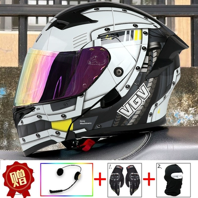 helmet, Motosiklet dəbilqələri - m-mobile-gray-built-in-bluetooth-red-gold-plated-mirror-free-gloves-headgear-anti-fog-sticker