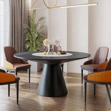 实木圆餐桌家用现代简约客厅餐桌十人位圆餐桌带转盘圆餐桌嵌入式