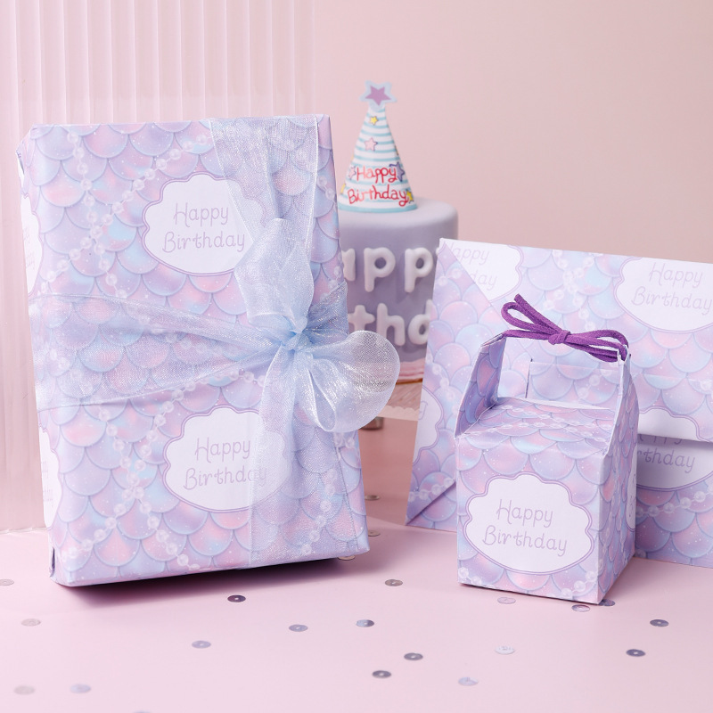 Amazon venta caliente papel de embalaje de vaca blanca día de los niños día de San Valentín inswind regalo caja de regalo papel de embalaje DIY