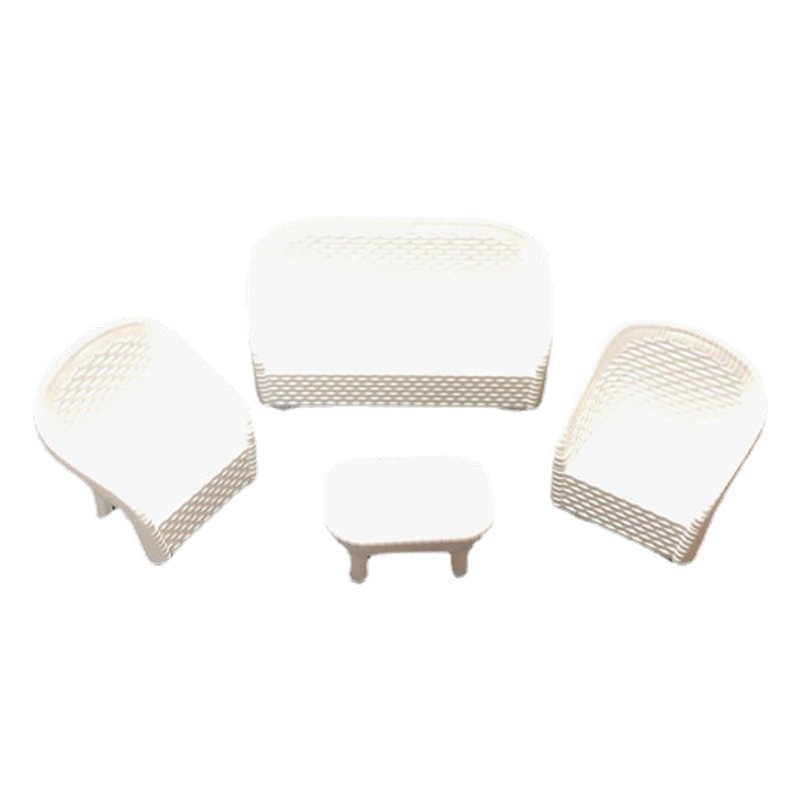 11cm Realistic White Sofa Model Set Pretend Play Toy Furniture Diorama Decoration Chair Toy Doll Accessories