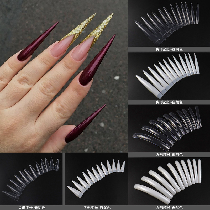 SOURCE manufacturer nail salon Long pointed nail art salon stage nail transparent fake nail extension nail bag