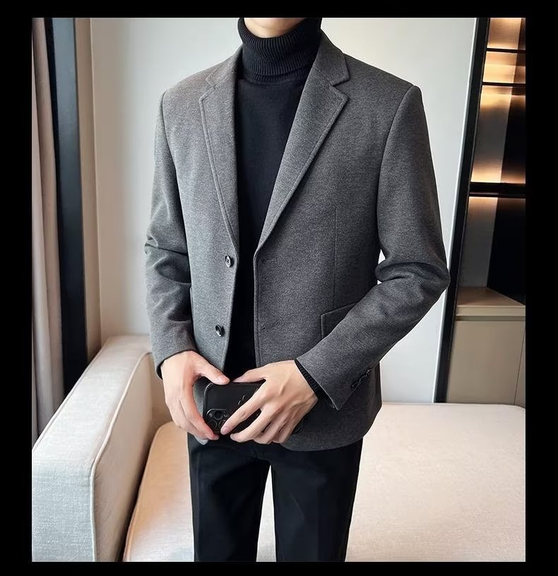 1 Blazer Men, Autumn And 2023 New Style, Mature Style Men's Casual Thick Woolen Suit For Winter_viptrois.com