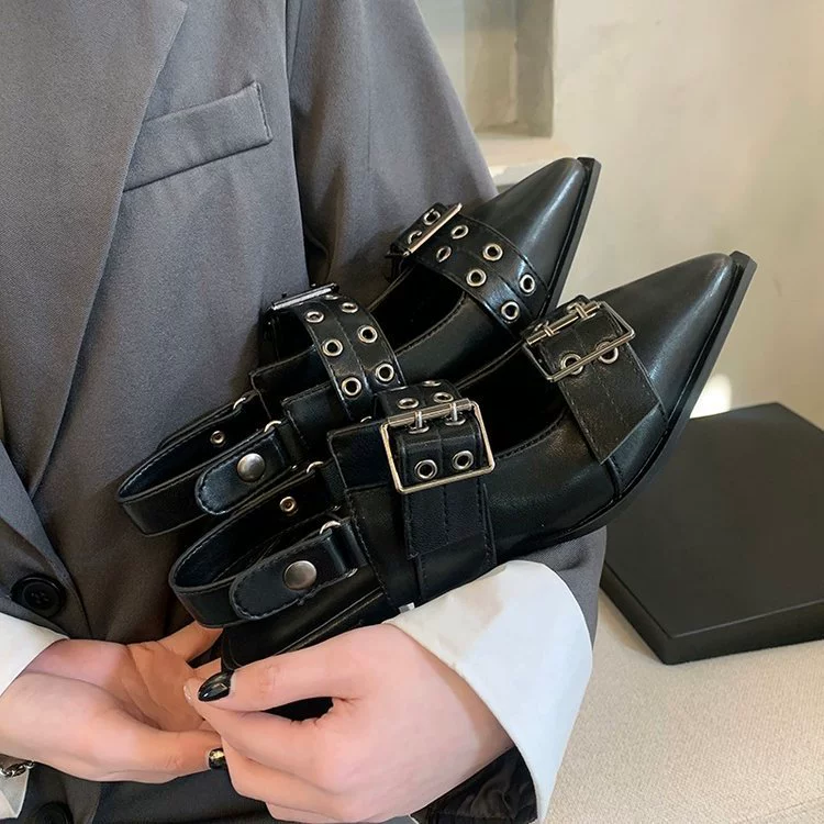 Летняя обувь с заострённым носком, ретро-стиль с юбкой, обувь из кожи, французский стиль, стиль Шанель
