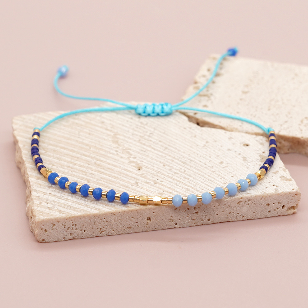 5g Weight Bracelets Classification 1 Piece Quantity Holiday, Daily Occasion Glass, glass, rope Material Round Pattern Couple Gender Beaded Design Simple Style, Classic Style Style Simple Style Classic Style Round Glass Glass Rope Wholesale Bracelets 7
