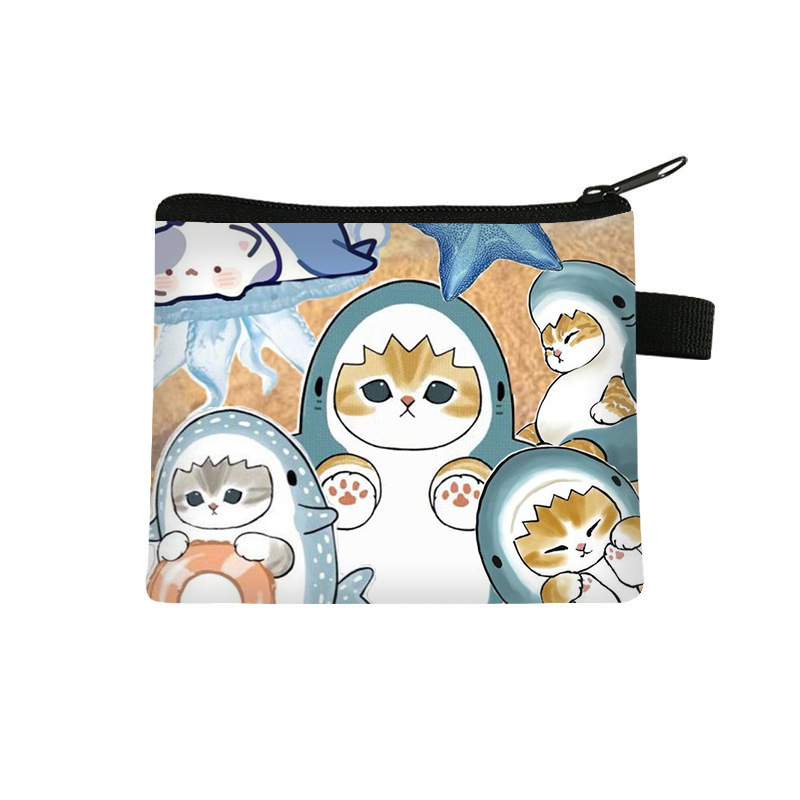 Mofusand Cat Shark Cat Coin Purse Cute Zipper Small Wallet Student Key Storage Bag Wholesale