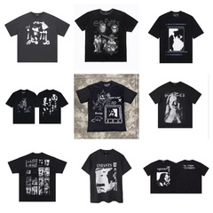 ERDヨーロッパとアメリカのトレンディなブランドプリントヒップホップカジュアルラウンドネック半袖Tシャツ、男性と女性用