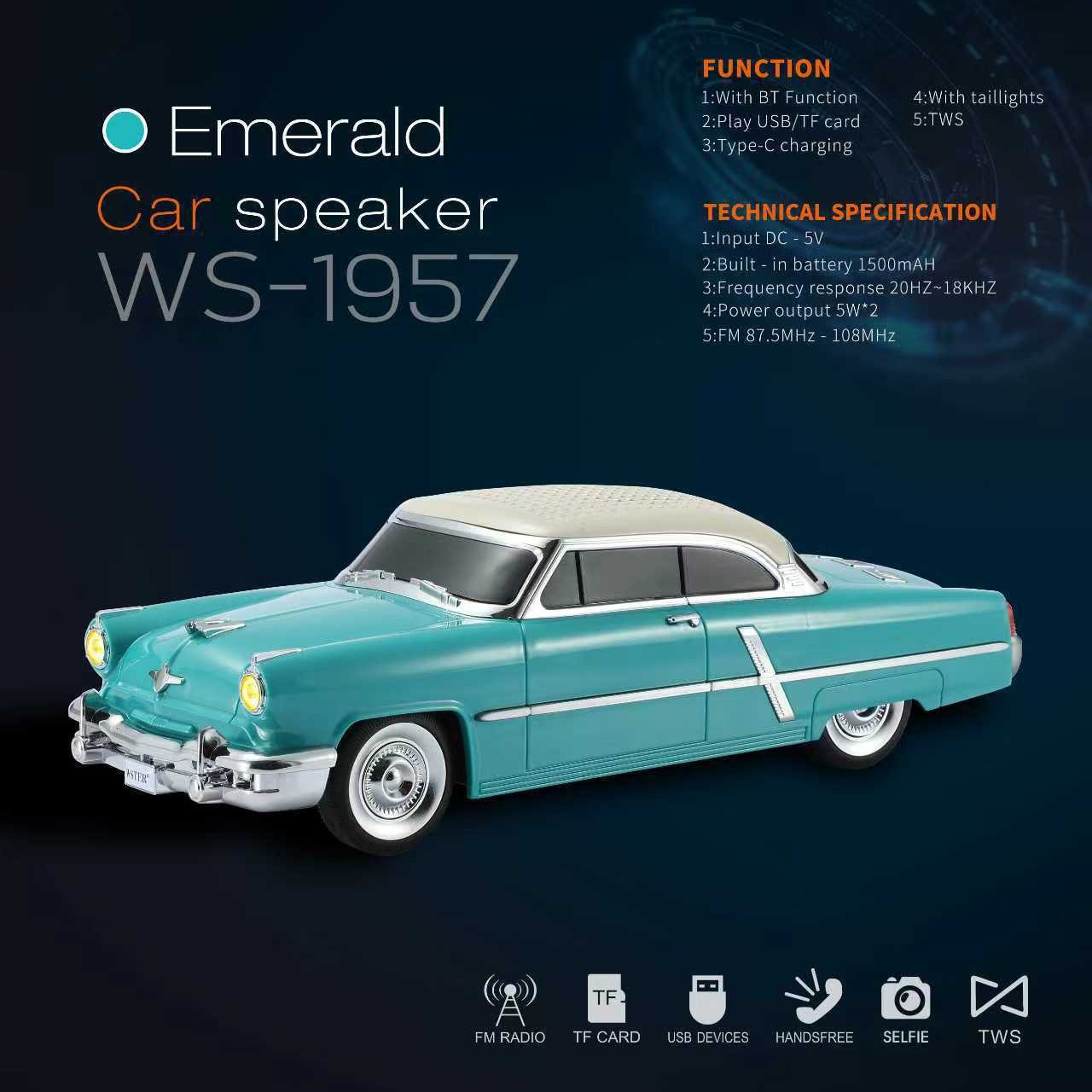 WS1957 altavoz inalámbrico multifunción retro modelo de automóvil clásico altavoz Bluetooth regalo altavoz de comercio exterior en stock
