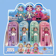 卡通娃娃自动铅笔 创意铅笔套装按压笔免削小学生学习文具用品