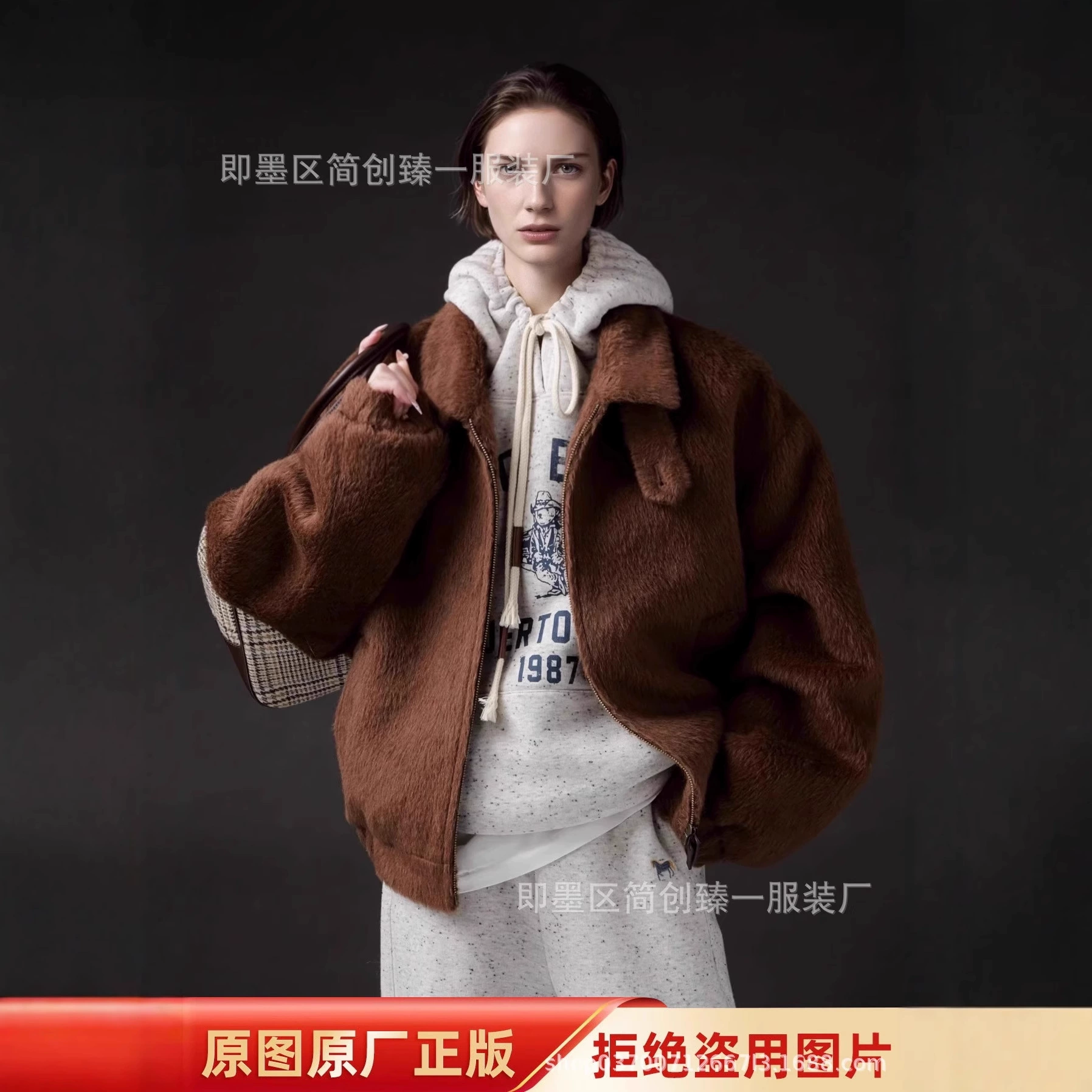 Перуанская импортная куртка Харрингтон из меха Сули в стиле ретро, ​​верхняя одежда из шерсти альпаки, зимняя 24A0454