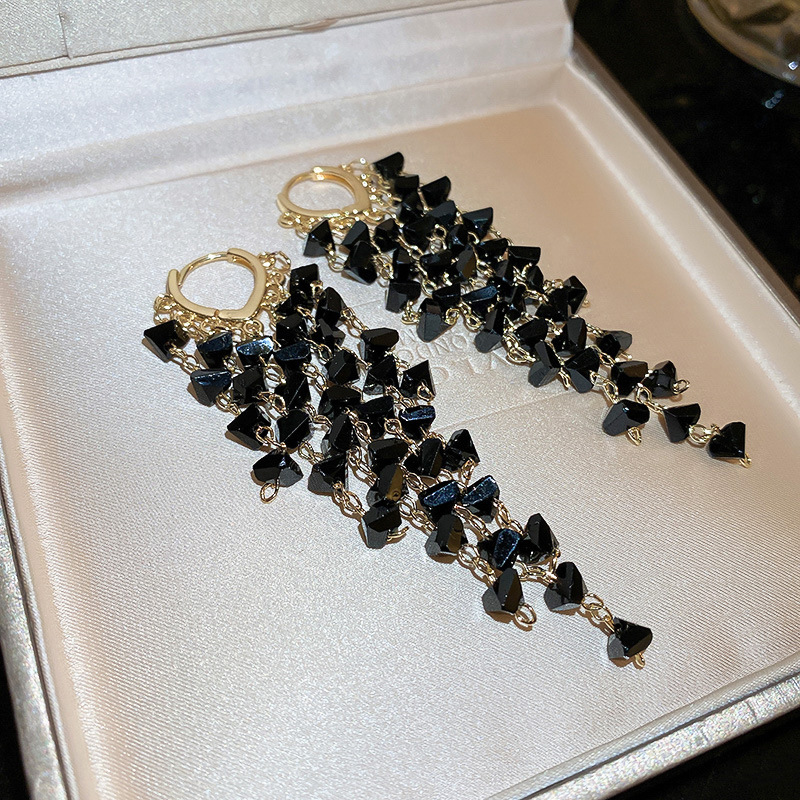 Black earrings with tassels
