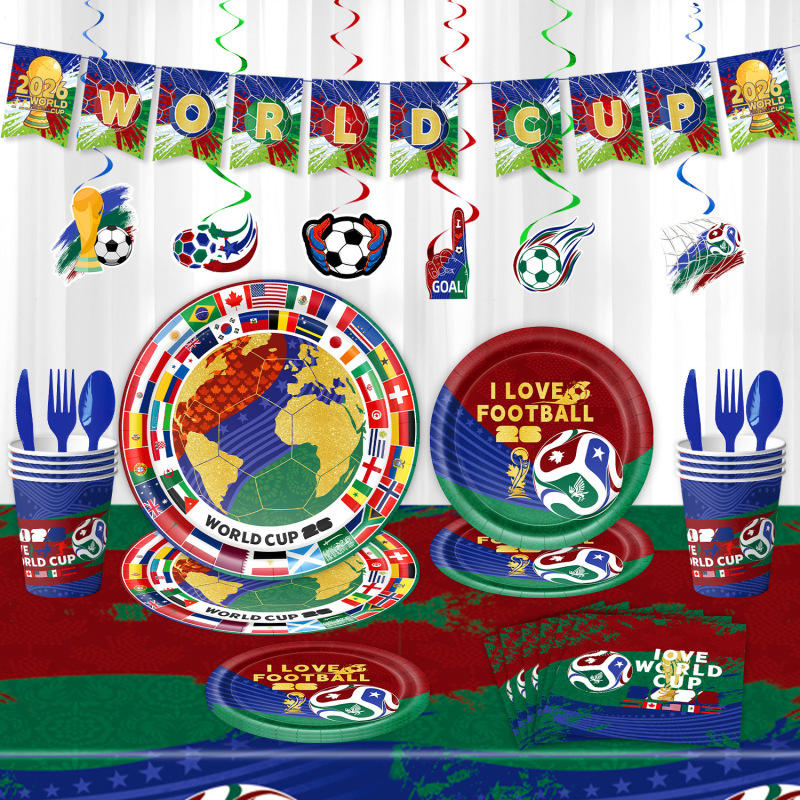 Amazon's New Product 2026 World Cup Themed Fan Party Tableware Decoration Supplies World Flag Paper Plates and Paper Cups Amazon's New Product 2026 World Cup Themed Fan Party Tableware Decoration Supplies World Flag Paper Plates and Paper Cups