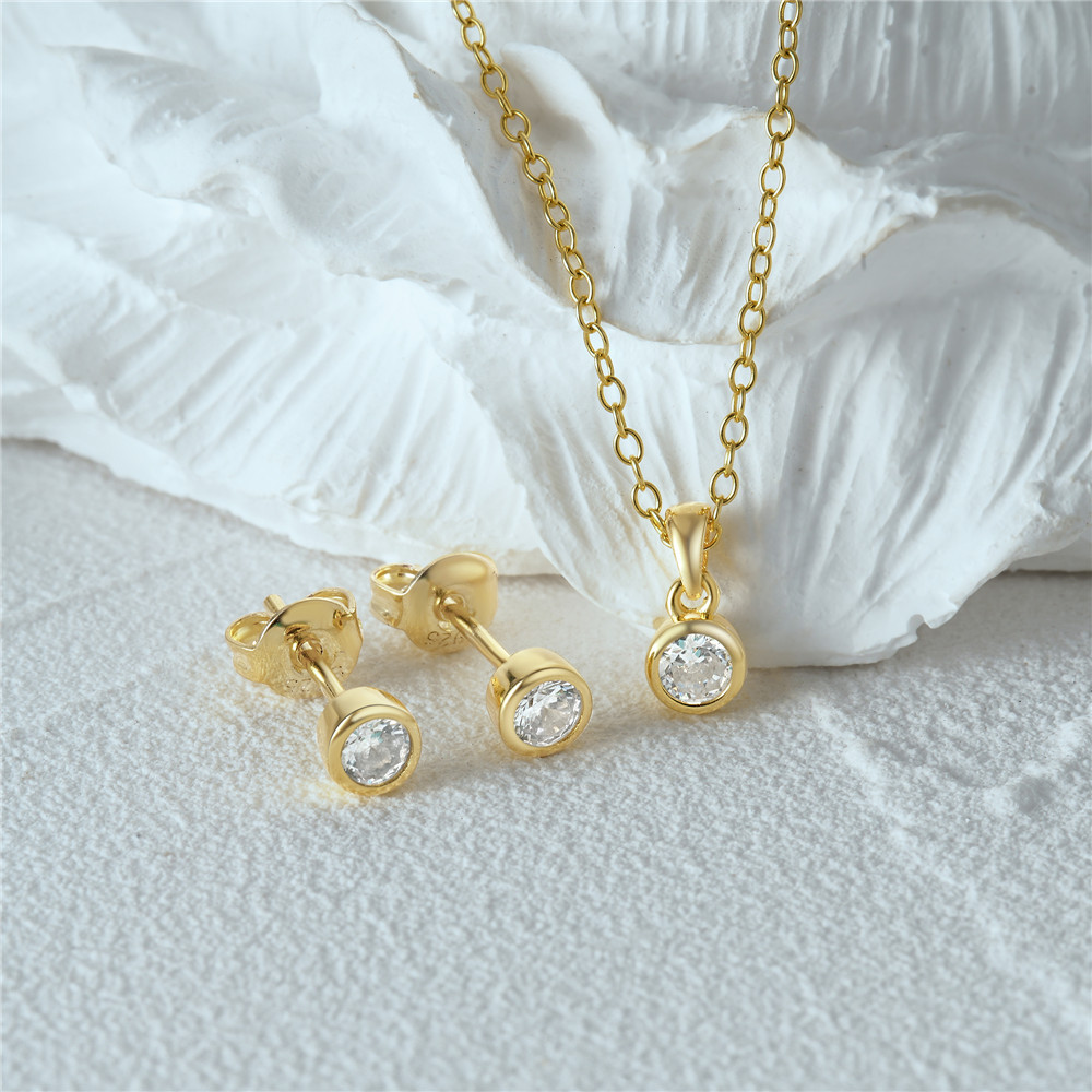 6g Weight Zircon Inlay Material Jewelry Set Classification Earrings + Necklace Quantity Holiday, Daily Occasion 925 Sterling Silver Material Round Pattern Women's Gender Inlay Design Shiny Style 925 Sterling Silver Zircon Inlay Round Jewelry Set 8
