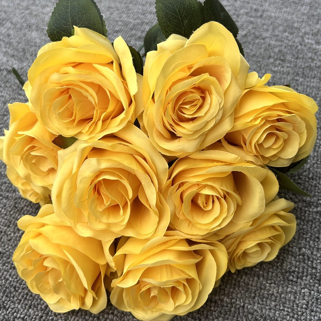 Nueva fábrica de flores artificiales de la boda amarillo leche amarillo limón amarillo fresco al aire libre Salón de la boda decoración flor falsa al por mayor