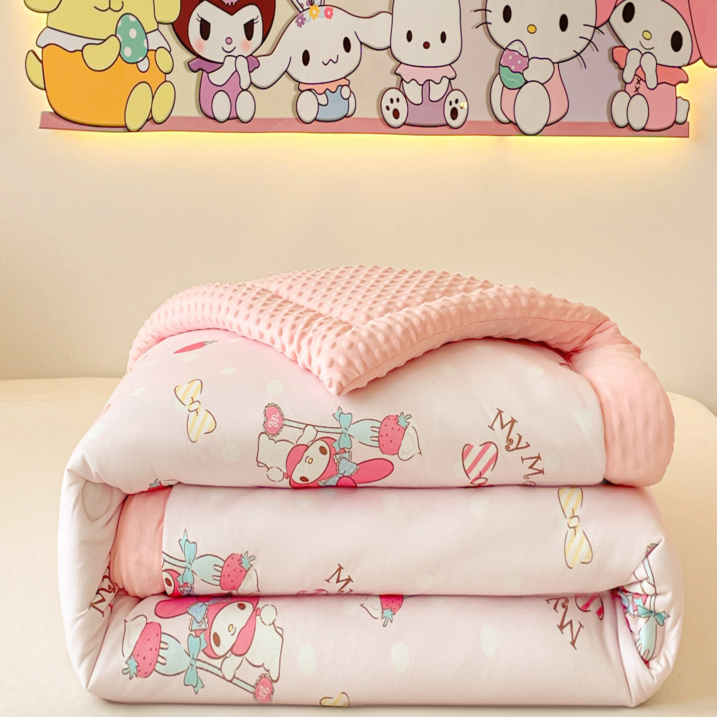 Autumn and Winter Cartoon Sanrio Class a Knitted Cotton Bean Cotton Quilt Kidsren's Comfort Quilt Thickeneded Student Dormitory Quilt