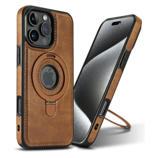 Suitable for iPhone 17 Pro Max Leather Phone Case with Built-In Stand and Magnetic Function, Apple 16 Outer Case