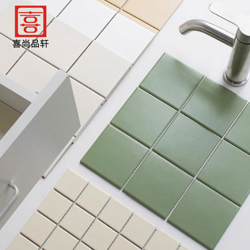Foshan French Cream Mosaic Tiles Kitchen Bathroom Bathroom Wall Tiles Floor Tiles Olive Green Small Square Tiles