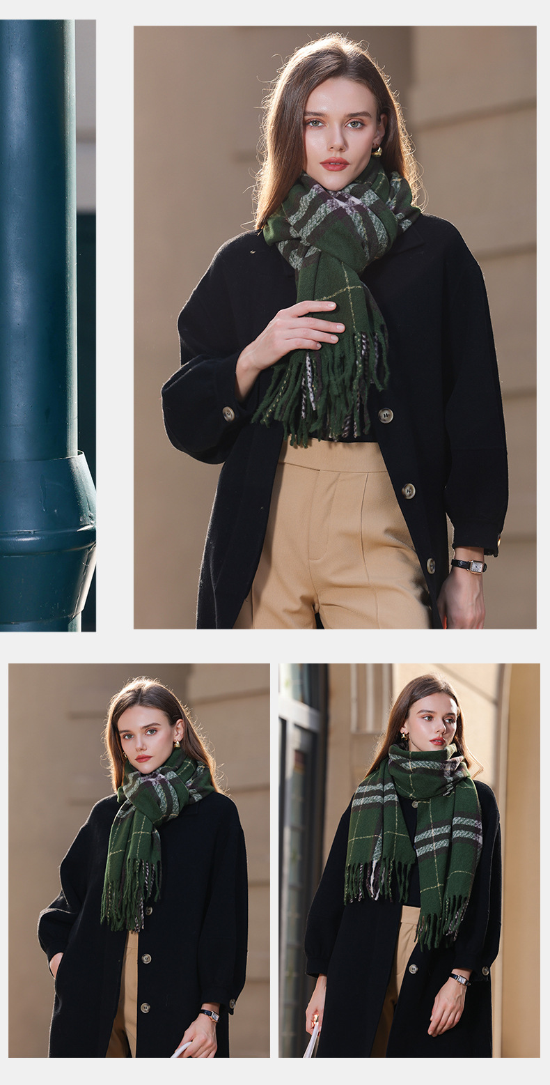 Écharpe pour femme 2024 Nouvelle écharpe tricotée chaude haut de gamme polyvalente double face automne/hiver pour étudiantes_voghion.com