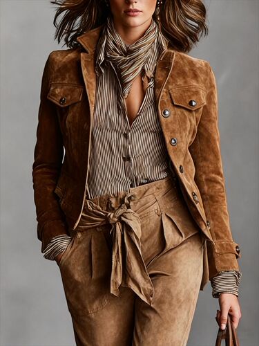 Eurasian Autumn/Winter Women's Outerwear Retro Casual Work Jacket Top Slim Fit Versatile Blazer