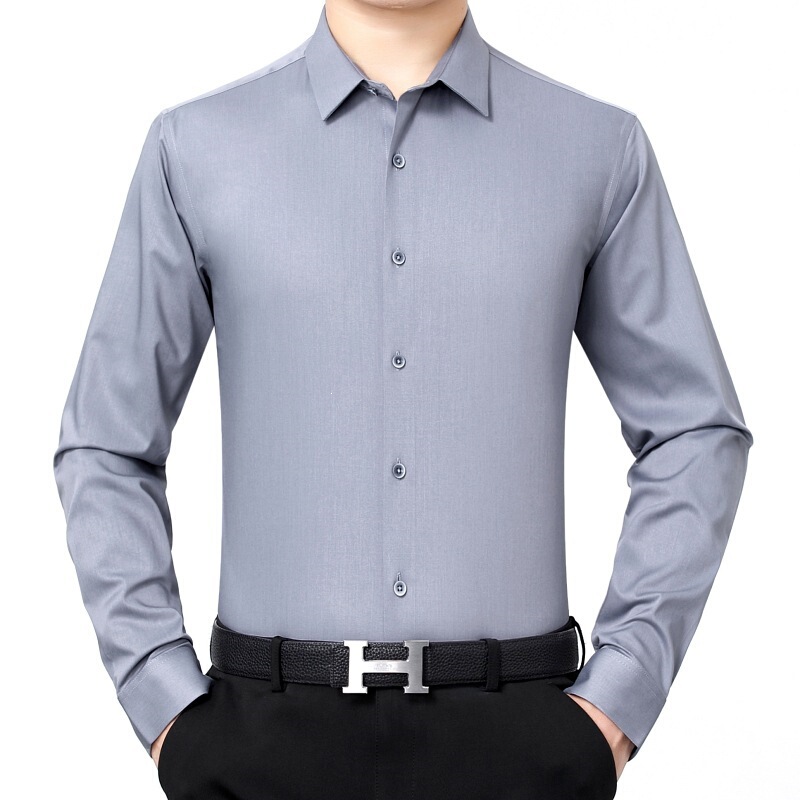 Genuine men's long-sleeve shirt for spring and autumn, suitable for young and middle-aged men, made of mulberry silk, business professional formal wear, wrinkle-free and versatile men's shirt Genuine men's long-sleeve shirt for spring and autumn, suitable for young and middle-aged men, made of mulberry silk, business professional formal wear, wrinkle-free and versatile men's shirt