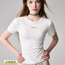 运动短袖圆领跑步T恤透气吸汗高弹速干普拉提修身紧身健身瑜伽服