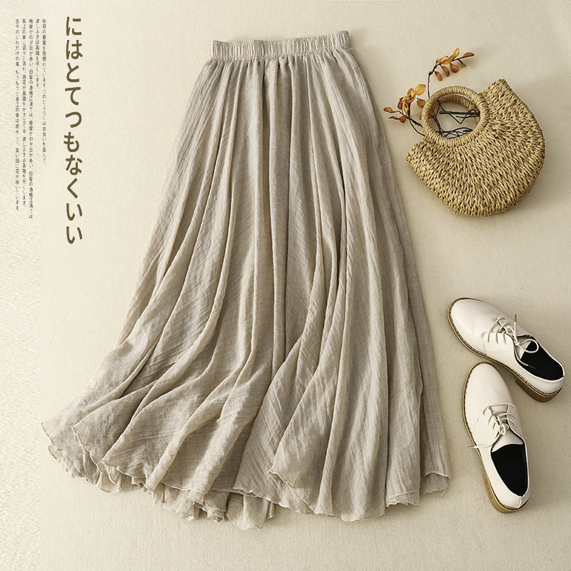 Japanese and Korean Stock Fine Cotton Ruffled Double-Layer Skirt with Loose Waist A- Line Skirt Large Swing Skirt for Women Japanese and Korean Stock Fine Cotton Ruffled Double-Layer Skirt with Loose Waist A- Line Skirt Large Swing Skirt for Women