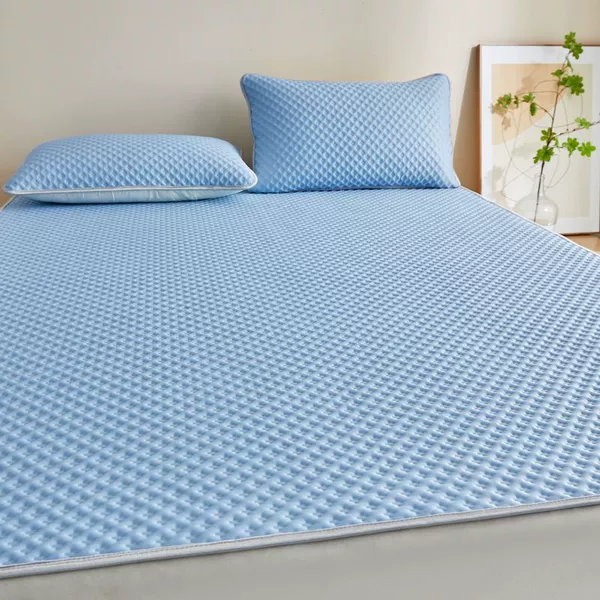 Rice grid sky blue [cool ice bean mat]