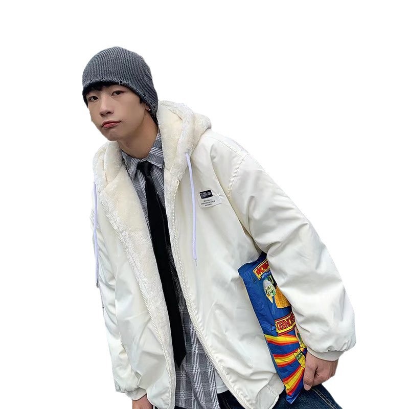 Invierno japonés versión coreana de la chaqueta acolchada de algodón con capucha de doble cara al estilo de Hong Kong