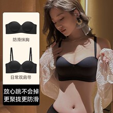 无痕圆圆杯内衣微外扩聚拢显大无钢圈文胸挂脖内衣小胸女舒适胸罩