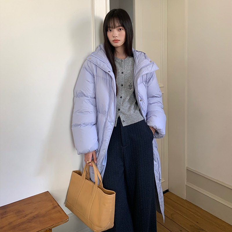 [Clearance, No Returns] In-Stock Wholesale White Duck down Long down Jacket for Women, Loose Fit, Warm Puffer Jacket 3713