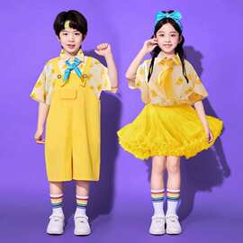 六一儿童演出服新款黄色蓬蓬裙舞蹈服幼儿园啦啦队毕业照表演服装