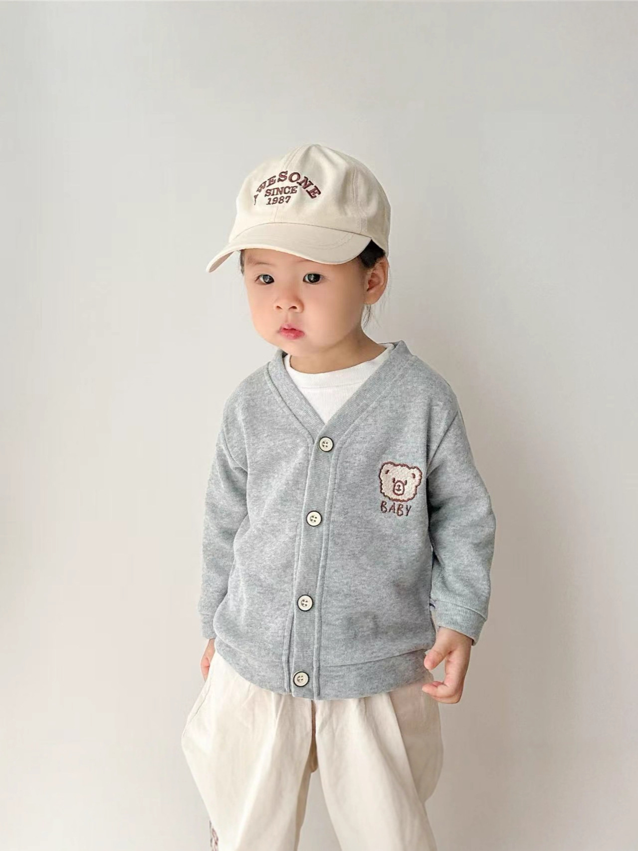 Spring sweater, jacket with a round collar, cardigan, children's clothing 4