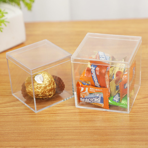Multi-size square box acrylic square plastic box candy box transparent sky and earth cover manicure packaging box wholesale